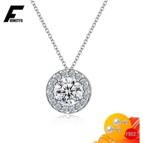 Bali Jelry Luxury Silver 925 Necklace Round Shape Zircon Gemstone Pendant Jewelry for Women Wedding Engagement Party Accessories