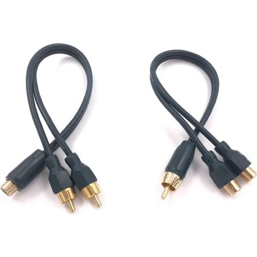 Pure Copper RCA Phono Y Splitter Lead Adapter Cable 1 Male To 2 Female Connector Car Audio 1M2F 1F2M male to female 1 pair
