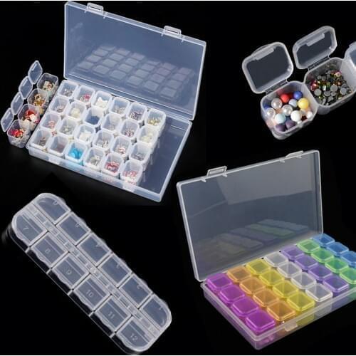 1pcs Plastic Empty Storage Case Boxes Manicure Tools Jewlery Box Nail Art Box Storage Box Multi-seperated Transparent /Colorful