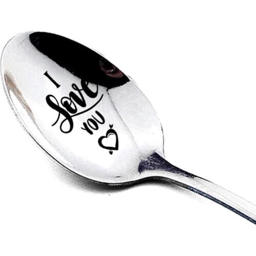 1pc Valentines Day Gift Anniversary Gift for Boyfriend Stainless Steel Spoon Good Morning Handsome Beautiful Girlfriend Present