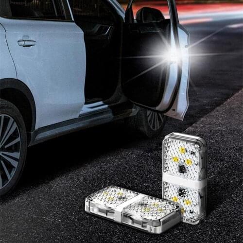 For Baseus 2pcs LED Car Opening Door Warning Light Safety Anti-collision Flash Lights Wireless Magnetic Signal Lamp Auto Parts