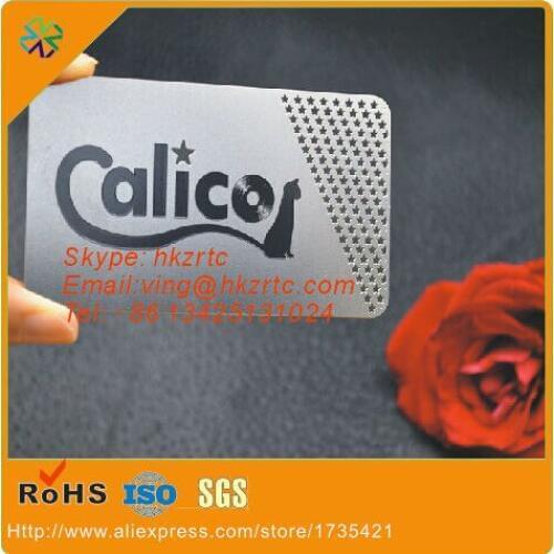 200pcs/lot)free design custom size/logo/words hole punched 304 stainless steel material etched metal card