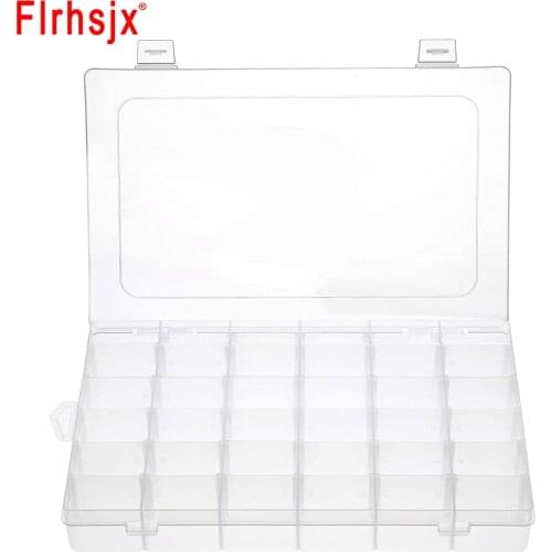 24/36 Grids Plastic Storage Box with Adjustable Diviers Organizer Box for Beads Crafts Jewelry Fishing Tackles Earring Container