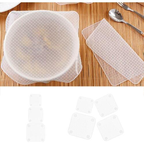 3/4pcs Multifunction Reusable Silicone Food Lid Bowl Covers Preservative Film Keeping Fresh Stretch Wrap Seal