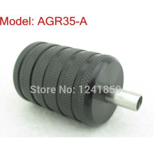 35mm Knurled Black Aluminum Alloy Tattoo Grip With Back Stem Supply AGR35-A