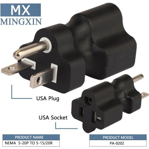 5-20P FOR 5-20R, 20 Amp T-Blade Male Plug for 15A / 20A, 5-20P FOR 5-15R NEMA 5-20 P Male for Nema 5-15 / 20R Female AC Adapter