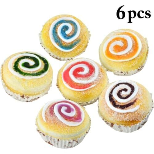 6PCS Artificial Cupcake Decorative Creative Artificial Dessert Display Prop magnet 3d Magnetic Paste Home Decoration Gifts