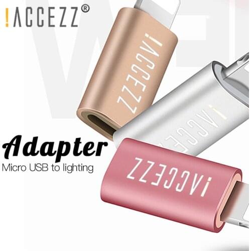 !ACCEZZ Mini Alloy Micro USB To Lighting For Apple Adapter For iphone X XS XR 6 7 Plus Sync Data Charging OTG Converter For ipad