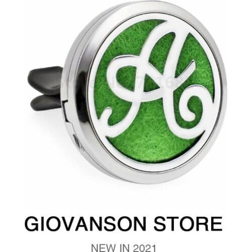 Alphabet Letters 30mm Essential Oil Air Freshener Car Vent Clips Diffuser Locket Perfume Free 10pcs Pads