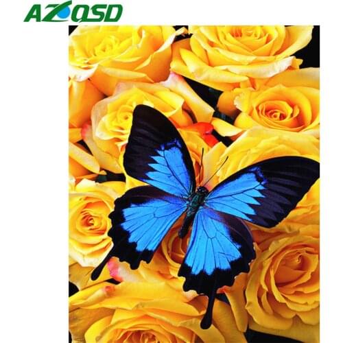 AZQSD Butterfly Diamond Painting Flower Full Drill Square Cross Stitch Embroidery Sale Decor Home Needlework Diy 5d Crystal