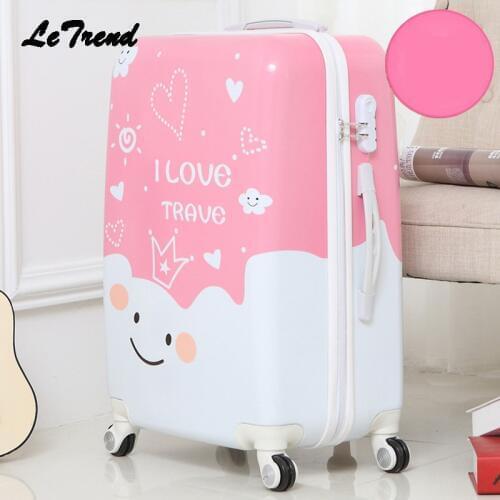 Letrend Cute Cartoon Student Rolling Luggage Spinner Children Trolley Suitcase Wheels Kids Carry On Travel Bag Hardside Trunk