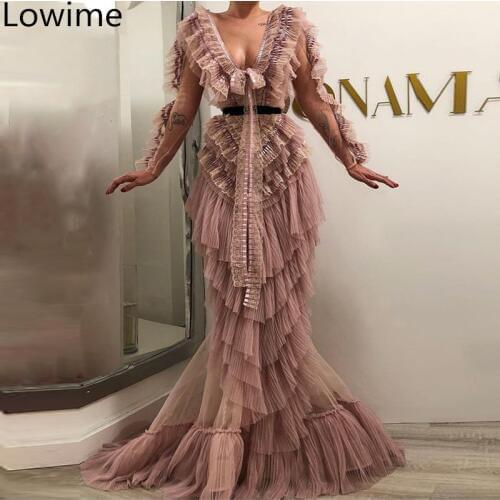 Special Muslim Tulle Long Prom Dresses 2019 Turkish Vestidos De Fiesta De Noche Kaftan Evening Dress Women Party Gowns vestidos