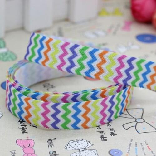 DHK 5/8'' 5yards Fold Over Elastic FOE chevron printed headband hair band diy decoration OEM Wholesale E342
