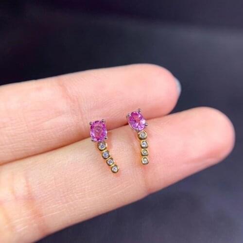 Grace lovely tassels tadpole Natural pink sapphire drop earrings 925 silver natural gemstone earrings women party gift jewelry