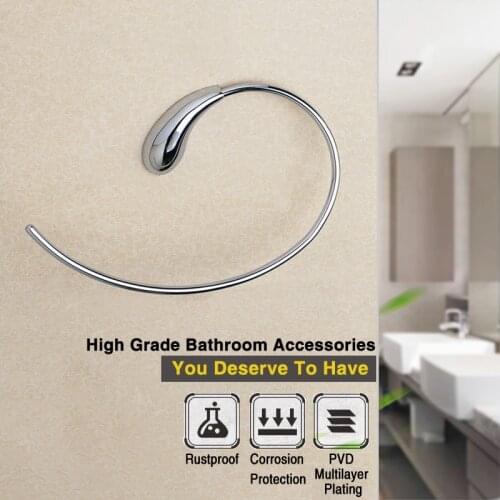 Chrome Towel Ring Brass Wall Mounted Modern Kitchen Bathroom Washroom Towel Holder Metal Bathtowel Rack Hanger Wall Mounted