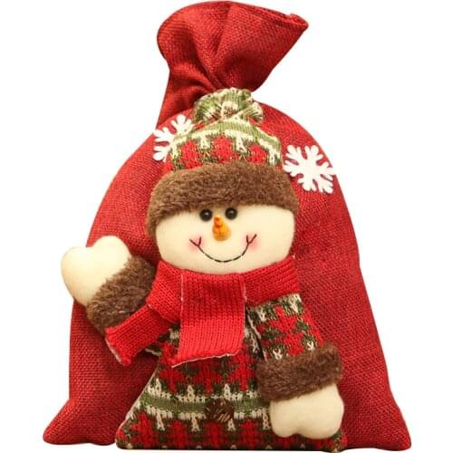 3/1Pcs Christmas Decorations New Three-dimensional Doll Linen Gift Bag Christmas Children Holiday Candy Bag Chocolate Bag