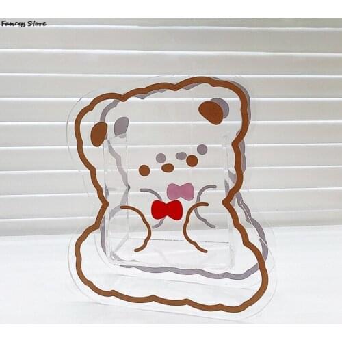 Cute Acrylic Marshmallow Bear Pen Holder Dried Flower Vase Creative Gift Girlfriend Pink Bunny Storage Box Bedroom Desktop Decor