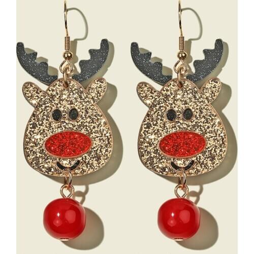 Fashion Cartoon Elk Tree Snowman Christmas Earrings Cute Acrylic Glitter Colorful Gifts Santa Claus Dangle Drop Earrings Jewelry