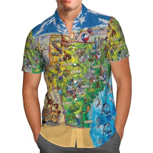 Ocean Park Print Short Sleeve Shirts For Men Loose Cardigan Button Shirts Plus Size Hawaiian Style Summer 2021 Ventilated Shirt
