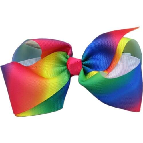 XIMA 10pcs/lot 6'' Newest Grosgrain Hair Ribbon Bows with Alligator Hair Clips Rainbows Bow Girls Hairbow For Toddlers