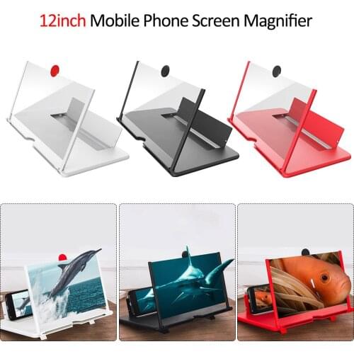 New 12 Inch 3D Mobile Phone Screen Magnifier HD Video Amplifier With Foldable Holder Magnifying Glass Smart Phone Stand Bracket