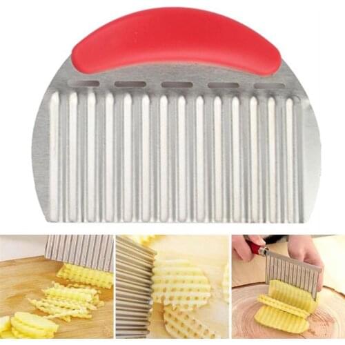New Stainless Steel Potato Chip Slicer Dough Fruit Crinkle Wavy Slicer Knife Potato Cutter Chopper French Fry Maker For Kitchen