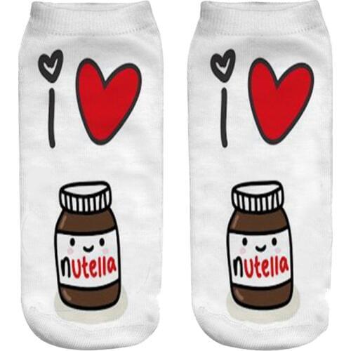 Nutella Pizza Buger Print Casual style Print type 3D Socks Men Women Socks female short sock