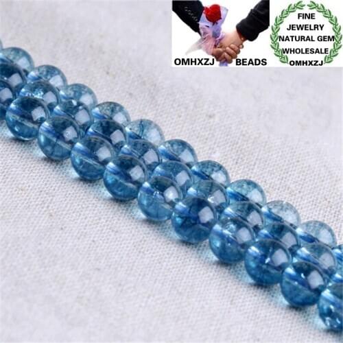 OMHXZJ Wholesale ZB216 6810 12 14mm DIY Bracelet Necklace Jewelry Accessories Natural Stone Fine Blue Cracked Quartz Round Beads