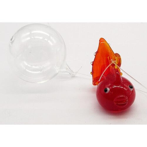 Custom wholesale decorative glass miniature marine animal figurine handmade red fish small statue Aquarium fish tank ornament