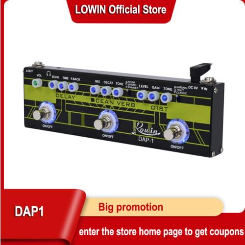Rowin Guitar Multi Effect Pedal 3-In-1 Effects DAP-1 Delay/Ocean Verb/Distortion
