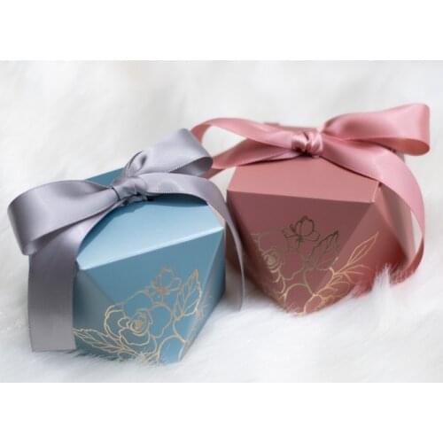 Gift Box Blue Diamond Valentines Day Gift Candy Boxes Wedding Chocolate Packaging Box for Easter Baby Shower Party Decorations