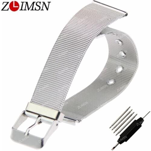 ZLIMSN 12mm (Buckle 10mm) Watchbands Fashion Ultrathin Stainless Steel Watch Bands Strap Bracelets Watchband relogio A17