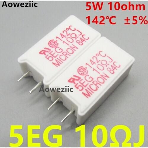 RWT05 10ΩJ 142℃ 5W 10Ohm ±5% 5EG 10ΩJ F5K100J14 F5K TAM 10ΩJ 145℃ 5W10RJ Vertical Cement Resistance with Temperature Protection