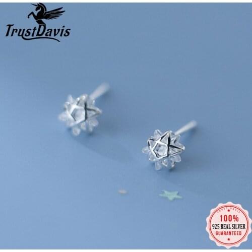 PrinSis Real 925 Sterling Silver Fashion Minimalist Sweet Star Dazzling Cz Stud Earring For Women Birthday Gift Jewelry DD646