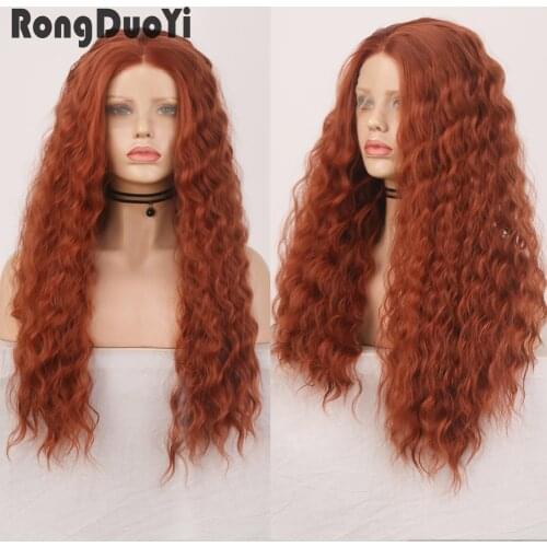 RONGDUOYI Syntehetic Lace Front Wigs for Women Long Water Wave Wig High Temperature Fiber Lace Wigs Heat Resistant Cosplay Wig