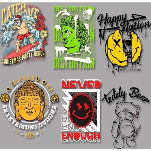 Bear Fashion patterns Iron-on Transfers Patches for Kids Clothing Jacket Thermal Transfers Decals Patch Heat Transfer PVC Patch