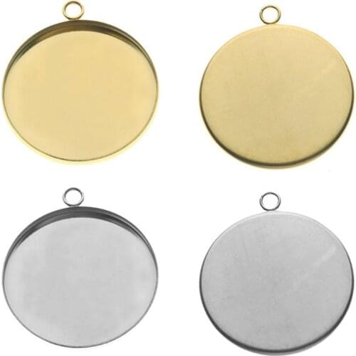 Xinyao 5pcs 8mm 10mm 12mm 14mm Stainless Steel Welding Buckle Gold Steel Disk Blank Trays Cabochon Base Setting for DIY Jewelry