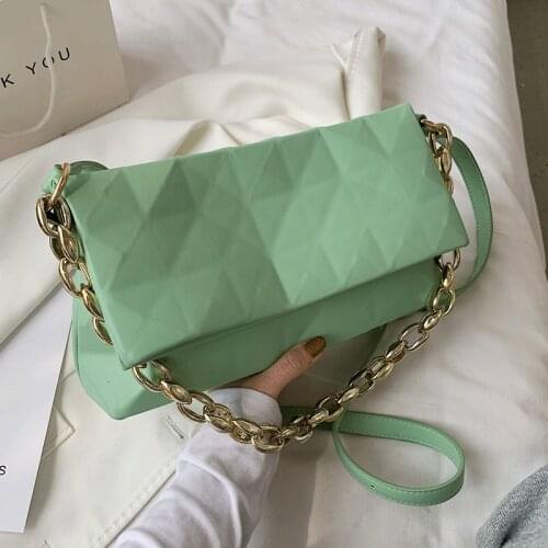 Solid Color Women Leather Handbags Sac Female Chain Shoulder Bag Fashion Geometry Crossbody Bags for Women Summer Designer Bags