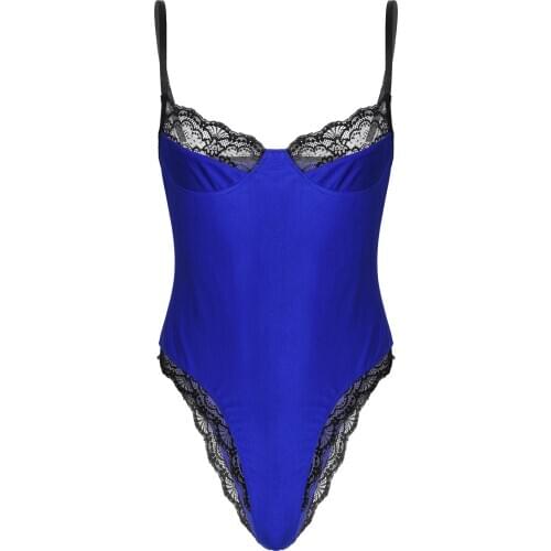 Lingerie Sissy Bodycon Bodysuit Mens Adjustable Spaghetti Strap Unlined Wireless Lace Trimming Erotic hot Bras Leotard Underwear