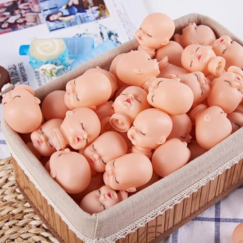 100 Pcs Per Lot Diy Cute Trumpet Sleeping Doll Baby Head for Keychain Pendant Bag Hanging Pendent Key Chain Gift Accessories