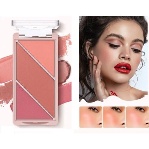 3 Colors Blush Highlight Bronzer Makeup Plattle Face Cheek Blusher Powder Makeup Professional Contour Shadow Face Highlighter