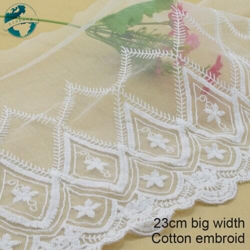 3yards 23cm Cotton embroid lace sewing ribbon guipure lace african lace fabric trim warp knitting DIY Garment Accessories#3133