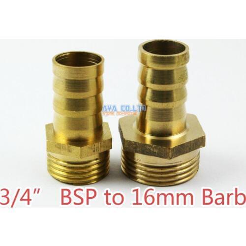 5 Pieces Brass Male 3/4" BSP to 16mm Barb Hose Tail Fitting Fuel Air Gas Water Hose Connector Coupler