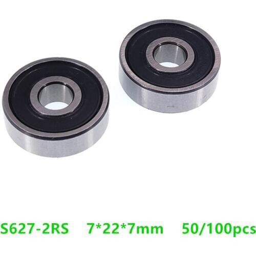 50/100pcs ABEC-5 S627RS S627-2RS 7*22*7mm Stainless Steel ball bearing Miniature Deep Groove Ball bearing 7x22x7mm