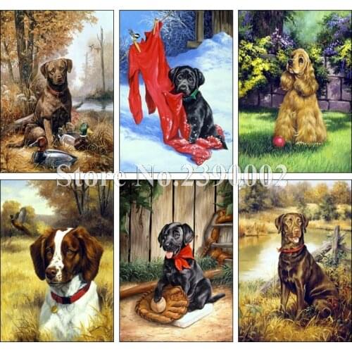 5D Animal Diamond Embroidery Diy Diamond Painting Dog Family Europe Home Decoration Full Drill Cross Stitch Kits Mural New Year