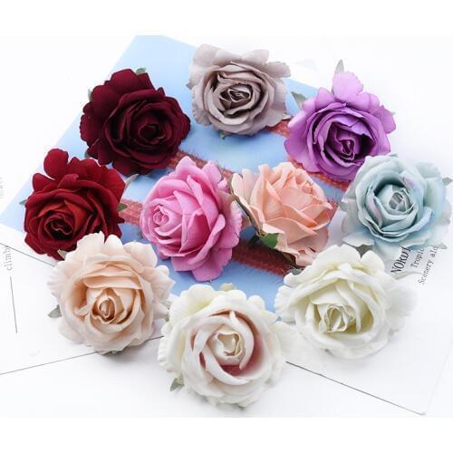 6/10 Pcs 6CM Velvet roses head home wedding car Valentines Day present scrapbooking decorative flowers wall artificial flowers
