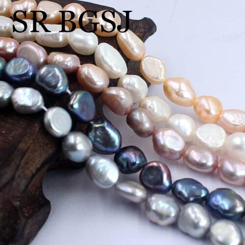 Free Shipping 9-10mm White Black Pink Purple Gray Freeform Potato Natural Freshwater DIY Pearl Beads Strand 14"