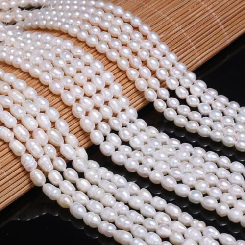 Loose Beads Natural Freshwater Pearls Beads White Rice Shape Pearls Making for Jewelry Necklace Bracelet Accessories 5-6mm