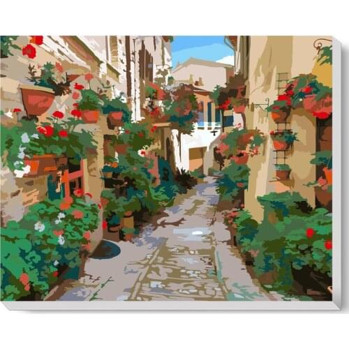 Fantasy Venice Alley Paint by Numbers Colorful Oil Painting Abstract 16x20 Framed DIY Paint by Numbers Kit for Adults Beginners