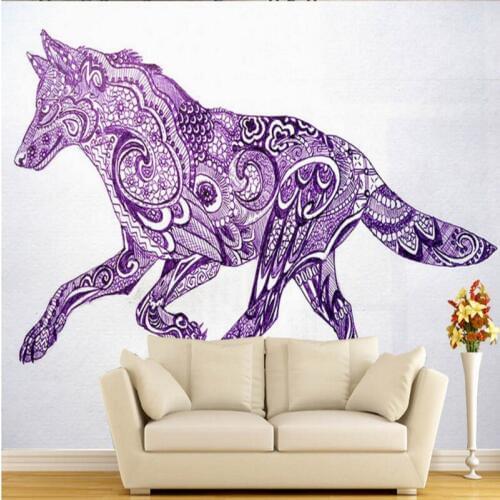 Photo wallpaper Modern minimalist Custom blue wolf dog illustration mural tooling living room background wall custom Wallpaper